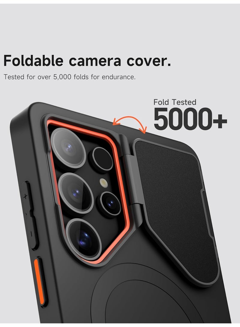 for Samsung Galaxy S25 Ultra Case, Magnetic Protective Cover, with Camera Cover Adjustable Metal Kickstand, Black - Image 4