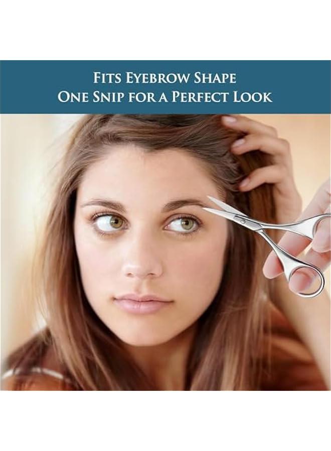 BWSJ Set of 2 Small Grooming Scissors for Facial Hair  Men and Women Trimming Kit for Eyebrow Nose Mustache Beard Eyelashes Ear  Sier Clippers with Curved and Rounded Safety Tip - Image 3