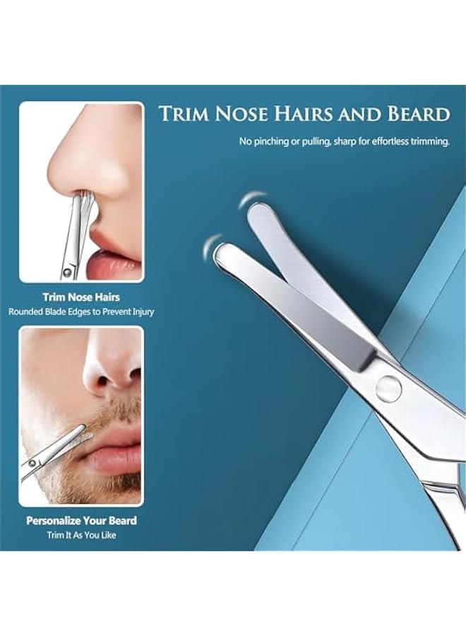 BWSJ Set of 2 Small Grooming Scissors for Facial Hair  Men and Women Trimming Kit for Eyebrow Nose Mustache Beard Eyelashes Ear  Sier Clippers with Curved and Rounded Safety Tip - Image 5