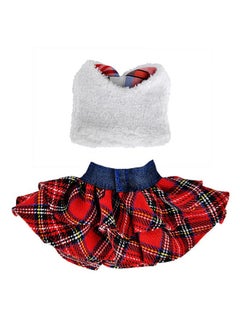 E-TING Santa Clothing Fluffy Vest+ Plaid Skirt Accessories For Elf Doll Christmas Decoration  - Image 1