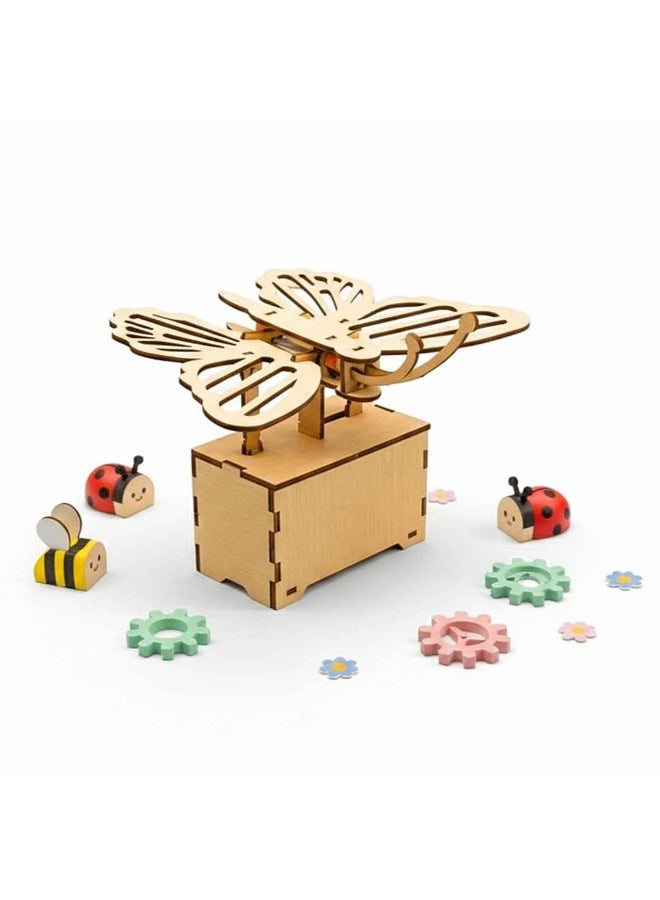 فن ليرنينج ستور اصنع بنفسك فراشة ميكانيكية: تركيبة خشبية ثلاثية الابعاد - Image 1