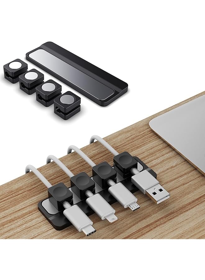 promass Magnetic Cable Organizer, Desktop Cable Holder Multipurpose with 4 Clips, Magnetic Cable Clips Organizer, Ties Cord Organizer in Home, Office, School (Magnet Black) - Image 1