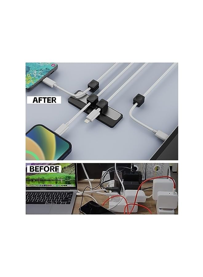 promass Magnetic Cable Organizer, Desktop Cable Holder Multipurpose with 4 Clips, Magnetic Cable Clips Organizer, Ties Cord Organizer in Home, Office, School (Magnet Black) - Image 3