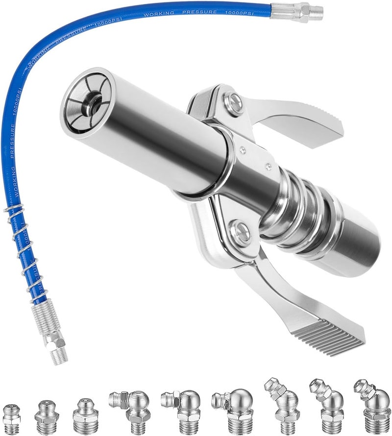 Mooshy Grease Gun Mouthpiece, Double Handle G Coupler Grease Gun for Grease with 40 cm Hose and 9 M6 M8 M10 Grease Gun Coupling for Grease for All Types of Grease Guns Demand fit global economical quality - Image 1