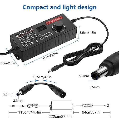 SHNITPWR Universal Power Supply DC 24V 12V 5V 6V 9V 14V 19V Adjustable AC/DC Adapter 100V~240V AC to DC Variable Power Converter Multi-Voltage 3.5V ~ 24V 6A 144W Power Adapter 14 Tips LCD Display - Image 3