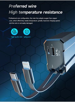 Luttec Car Charger - Fast Charging 4-in-1 Adapter, Smart Recognition, QC3.0 Fast Charging, Type-C+USB-A Port and Voltage Display - Compatible with iPhone, iPad, Galaxy - 120W Powerful Output, Safe and Durable  - Image 3
