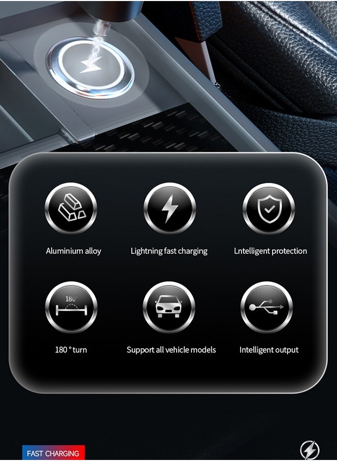 Luttec - Car Charger - Fast Charging 4-in-1 Adapter, Smart Recognition, QC3.0 Fast Charging, Type-C+USB-A Port and Voltage Display - Compatible with iPhone, iPad, Galaxy - 120W Powerful Output, Safe and Durable - Image 1
