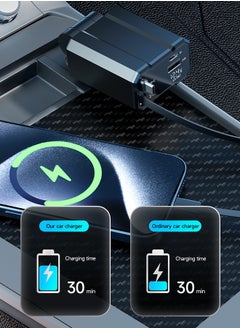 Luttec Car Charger - Fast Charging 4-in-1 Adapter, Smart Recognition, QC3.0 Fast Charging, Type-C+USB-A Port and Voltage Display - Compatible with iPhone, iPad, Galaxy - 120W Powerful Output, Safe and Durable  - Image 2
