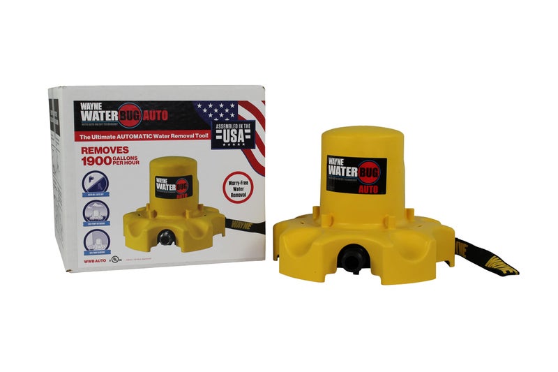 WAYNE - WaterBUG AUTO 1/4 HP 1900 GPH Auto On/Off Submersible Pump with Multi-Flo Technology - Water Removal and Transfer Pump, Yellow - Image 1
