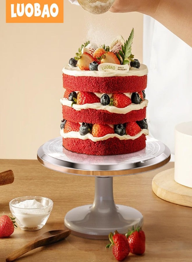 LUOBAO 12 Inch Cake Turntable Decorating Stand with Aluminum,Cake Turntable Decorating Kit,Rotating Cake Stand Cake Spinner Stand Leveler Set Pastries Decorations Cake Turner Table Tools - Image 4