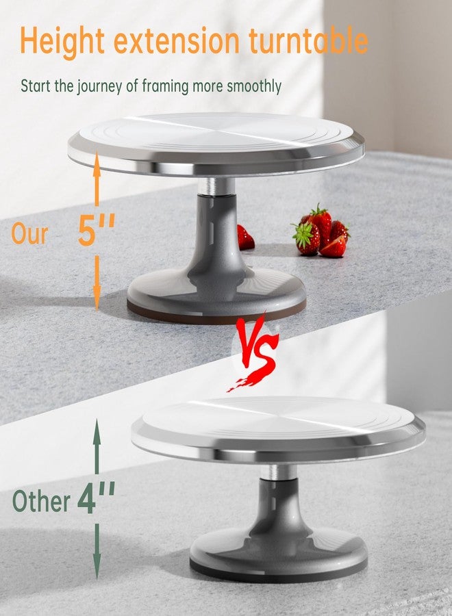 LUOBAO 12 Inch Cake Turntable Decorating Stand with Aluminum,Cake Turntable Decorating Kit,Rotating Cake Stand Cake Spinner Stand Leveler Set Pastries Decorations Cake Turner Table Tools - Image 5