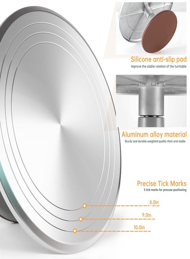 LUOBAO 12 Inch Cake Turntable Decorating Stand with Aluminum,Cake Turntable Decorating Kit,Rotating Cake Stand Cake Spinner Stand Leveler Set Pastries Decorations Cake Turner Table Tools - Image 3