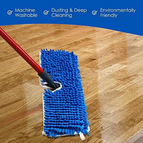 Houseables Dust Mop Replacement Head, Floor Mop Pads, Reusable Microfiber Flip Pads, Refill, Dust Head Replacement, Covers Washable, Refills, Flat, Dry, Wet, Rectangular, Double Sided, 18 Inch, 3 PK - Image 3