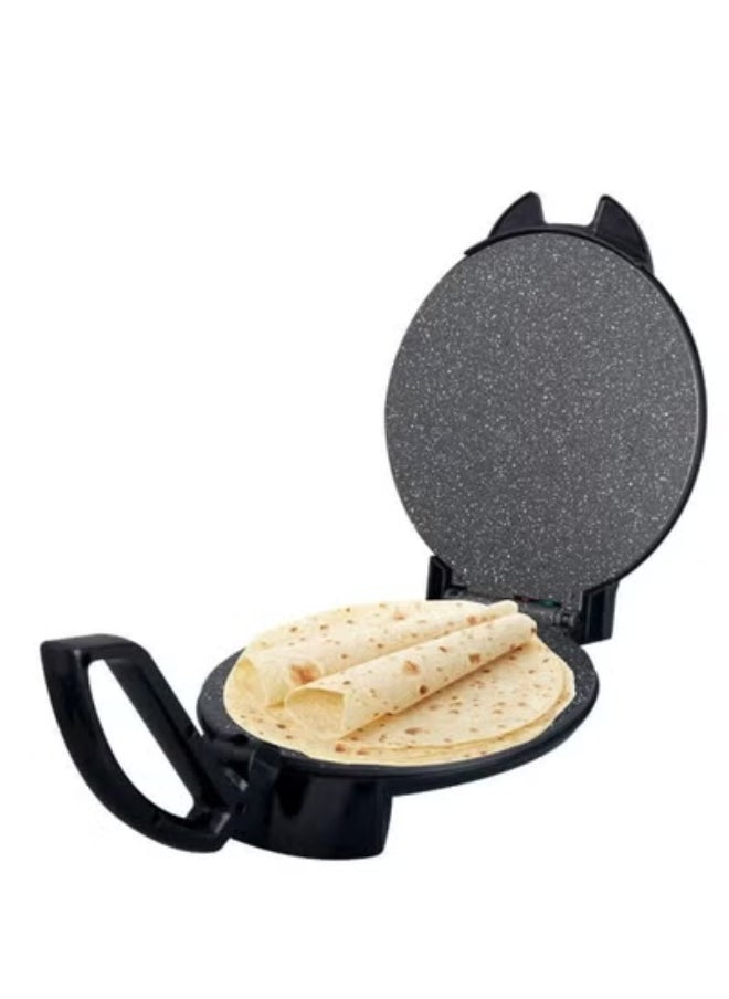 ELTRAZONE MATSU 10-Inch Electric Roti Maker – 1200W Chapati Press with Non-Stick Plates, Durable Stainless Steel Body, Adjustable Temperature Control for Perfect Flatbreads, Dual Indicator Lights, Safety Lock, Easy Cleaning, Quick Heating, Flatbread Machine with Instruction Manual – 220-240V Home Kitchen Appliance – Black – Ideal for Rotis, Parathas, and More  - Image 1