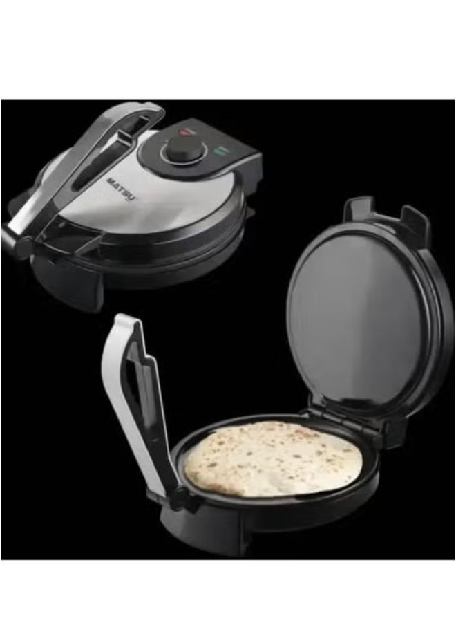 ELTRAZONE MATSU 10-Inch Electric Roti Maker – 1200W Chapati Press with Non-Stick Plates, Durable Stainless Steel Body, Adjustable Temperature Control for Perfect Flatbreads, Dual Indicator Lights, Safety Lock, Easy Cleaning, Quick Heating, Flatbread Machine with Instruction Manual – 220-240V Home Kitchen Appliance – Black – Ideal for Rotis, Parathas, and More  - Image 2
