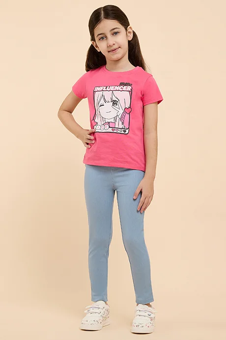 أر أند بي Solid Skinny Fit Pants with Elastic Waist