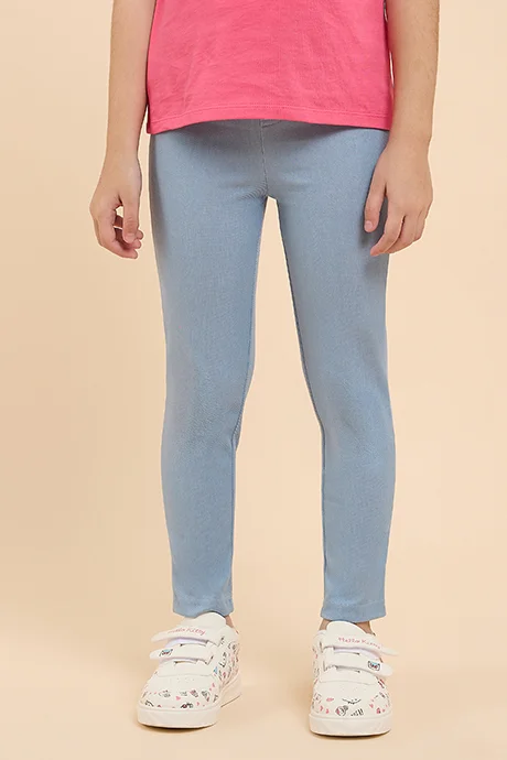 أر أند بي Solid Skinny Fit Pants with Elastic Waist