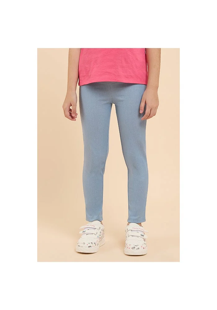 أر أند بي Solid Skinny Fit Pants with Elastic Waist