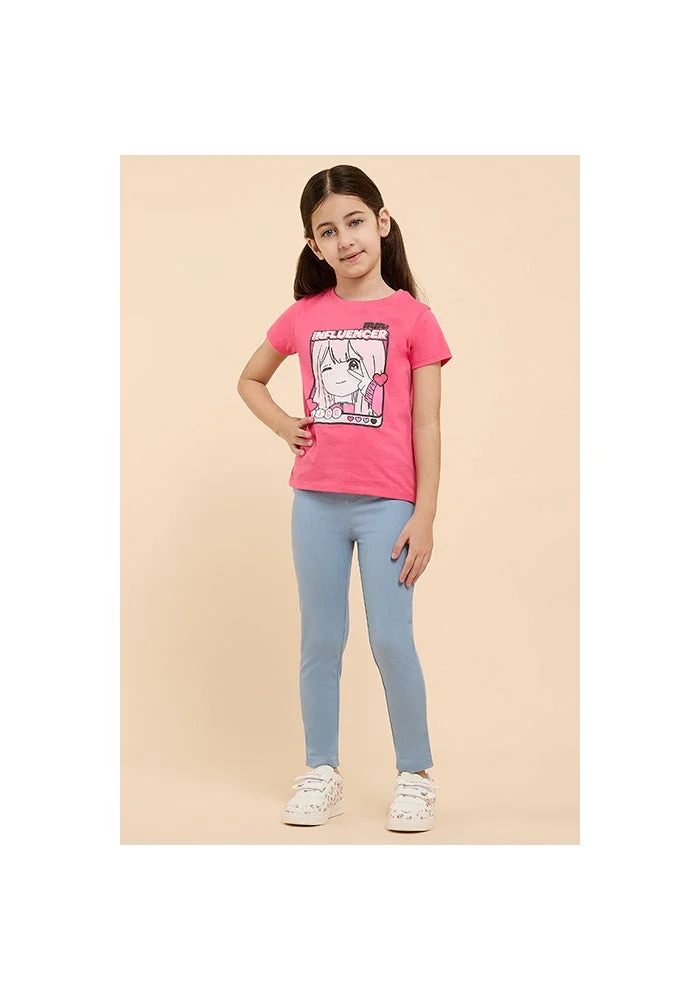 أر أند بي Solid Skinny Fit Pants with Elastic Waist