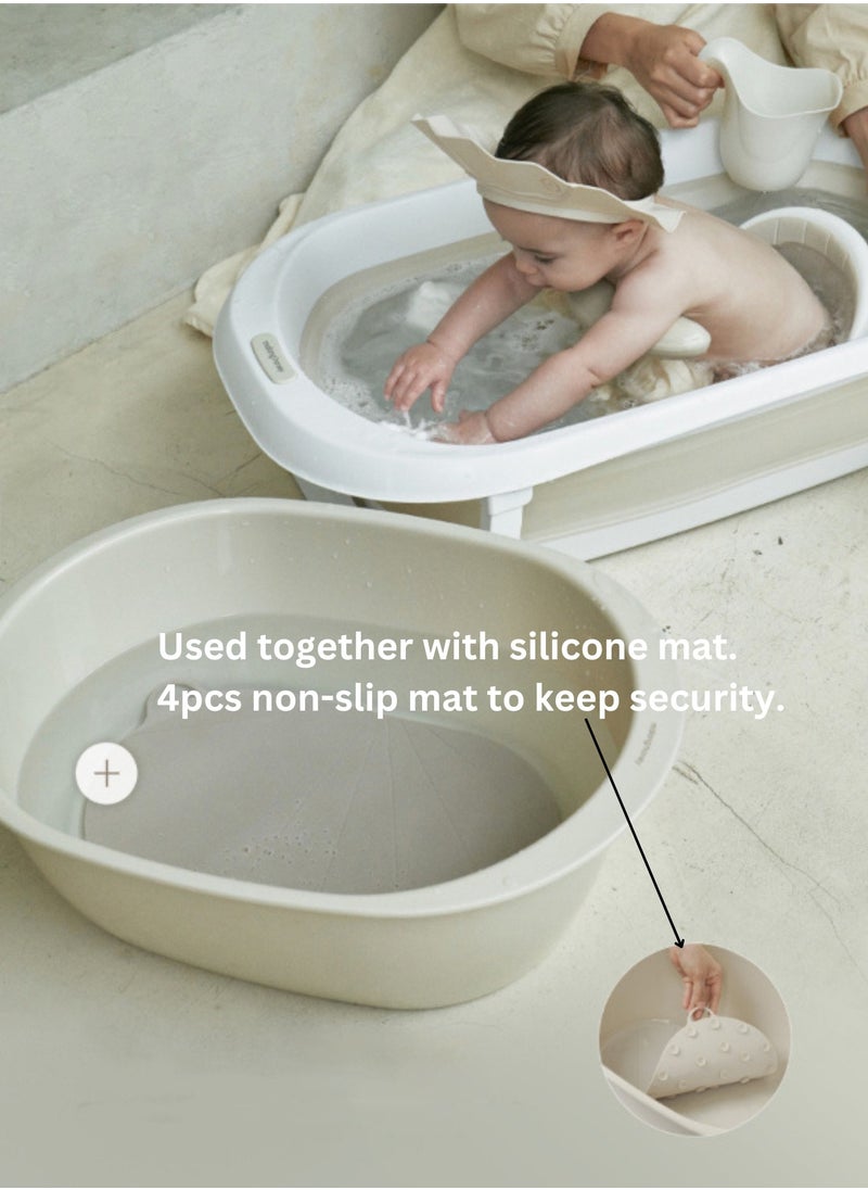 Moms Magic Mini Baby Bath Tub – Safe, Non-Slip, Compact Design – 4 Non-Slip Mats for Extra Security – Ideal for Newborns & Infants  - Image 3