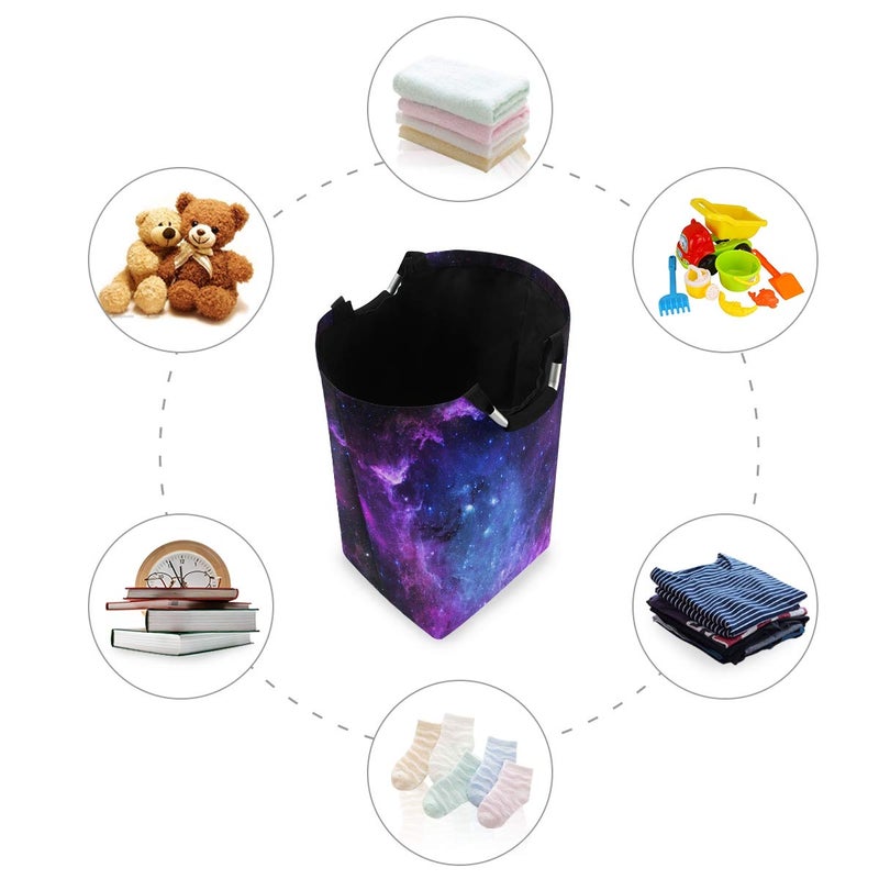senya Large Laundry Basket Shopping Foldable Clothes Bag Collapsible Fabric Laundry Hamper Folding Washing Bin (Galaxy Nebula Space) - Image 4