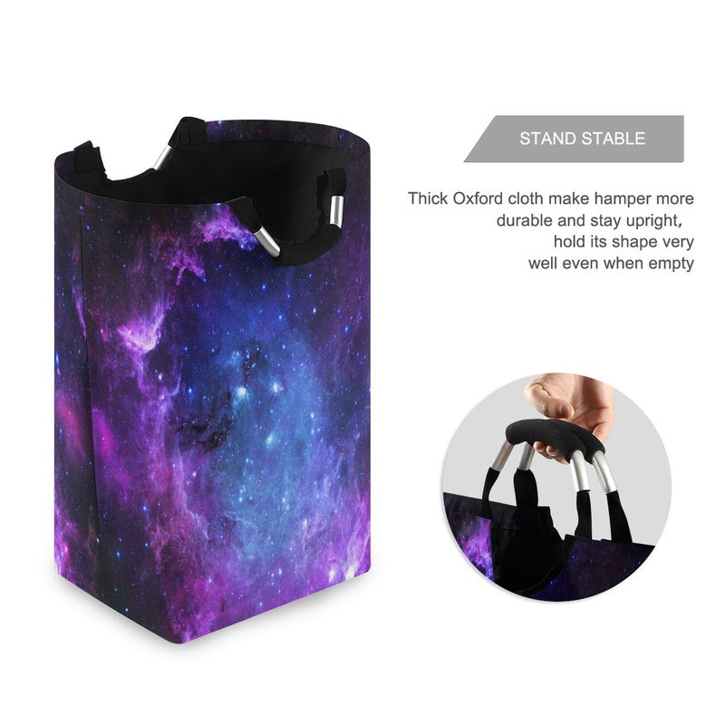 senya Large Laundry Basket Shopping Foldable Clothes Bag Collapsible Fabric Laundry Hamper Folding Washing Bin (Galaxy Nebula Space) - Image 3