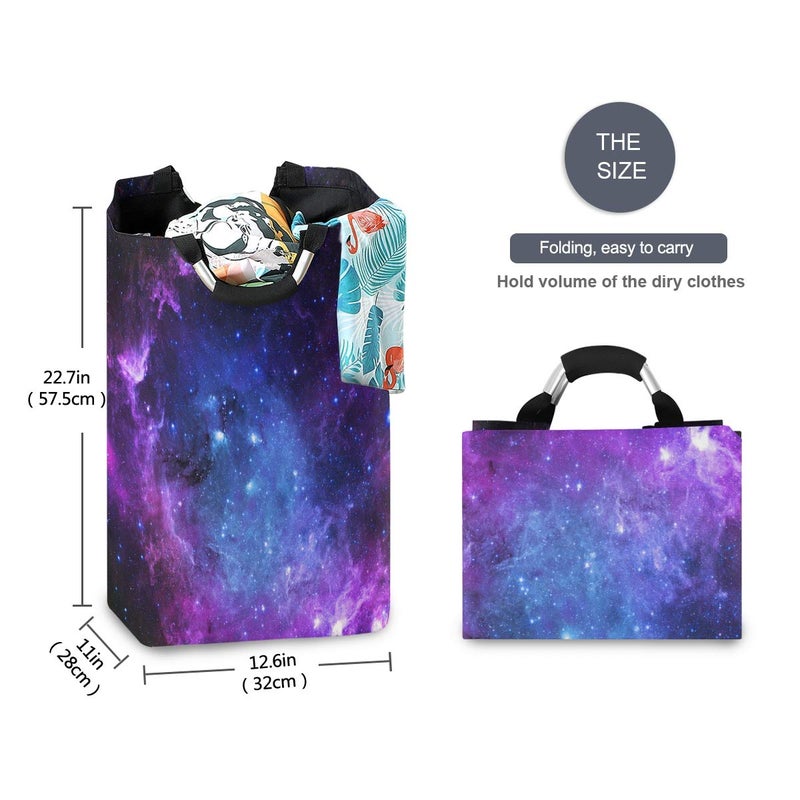 senya Large Laundry Basket Shopping Foldable Clothes Bag Collapsible Fabric Laundry Hamper Folding Washing Bin (Galaxy Nebula Space) - Image 5