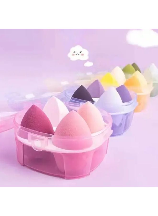 4 قطع إسفنج مكياج خالية من اللاتكس مجموعة إسفنجات تجميل أرجوانية قابلة للتوسع للاستخدام الجاف والرطب - Image 3