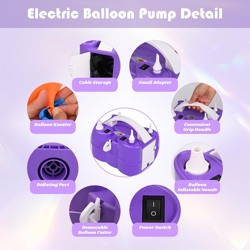 NuLink Electric Balloon Pump, Portable Electric Balloon Blower Machine Balloon Air Pump Dual Nozzle 110V 600W Balloon Inflator for Party Decorations - Image 2