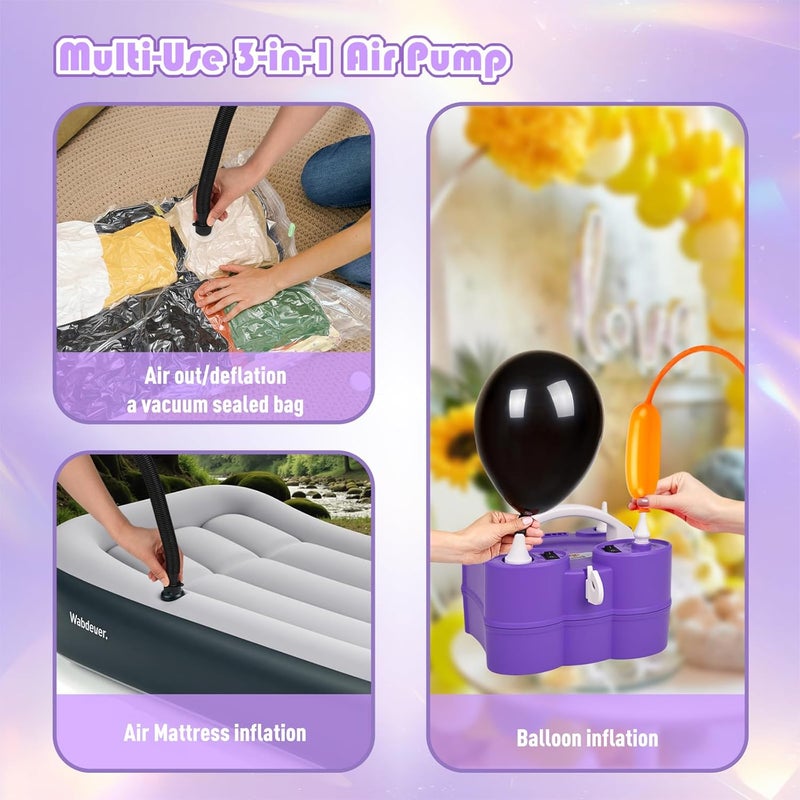 NuLink Electric Balloon Pump, Portable Electric Balloon Blower Machine Balloon Air Pump Dual Nozzle 110V 600W Balloon Inflator for Party Decorations - Image 5