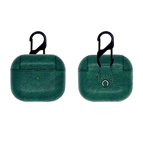 GadgetBite Leather Shock-Absorbing Protective Case Skin with Keychain Compatible with Apple AirPods 3rd Generation/Airpod 3 (Green) - Image 3