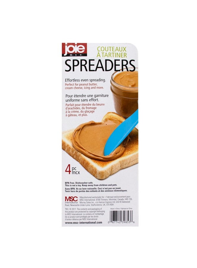 Joie Spreaders Set, Reusable Plastic Knives, Strong and Durable, Ideal for Butter, Jelly, Cream Cheese and Nut Butter, Handy Kitchen Tool, BPA-Free, Assorted Colors, 4 Count - Image 2