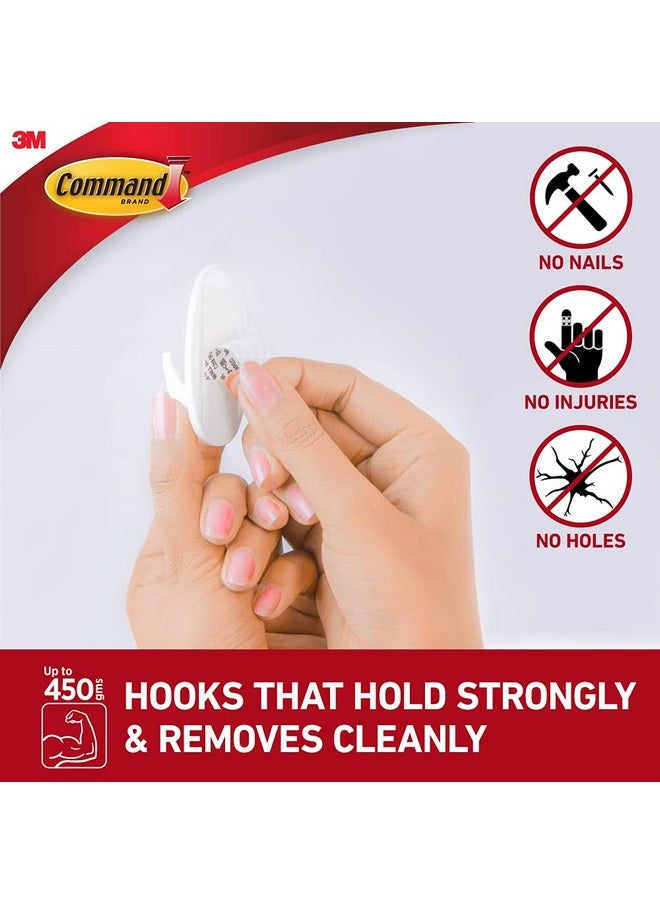 Command Designer Small Self Adhesive Plastic Hooks, Holds 450Gm (2 Hooks And 4 Strips, White)  - Image 2