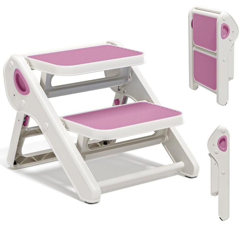 MoreFeel Foldable Toddler Step Stool for Bathroom Sink - 2-Step Kids Stool for Potty Training, Kitchen Counter & Bedroom, Sturdy Non-Slip Child Safety Stool Helper - Image 1