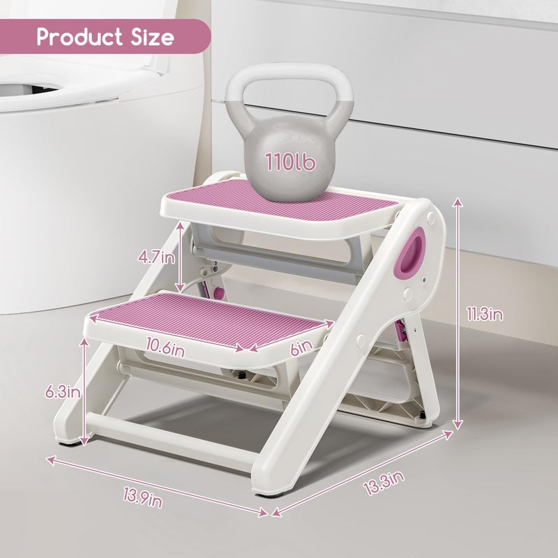 MoreFeel Foldable Toddler Step Stool for Bathroom Sink - 2-Step Kids Stool for Potty Training, Kitchen Counter & Bedroom, Sturdy Non-Slip Child Safety Stool Helper - Image 2