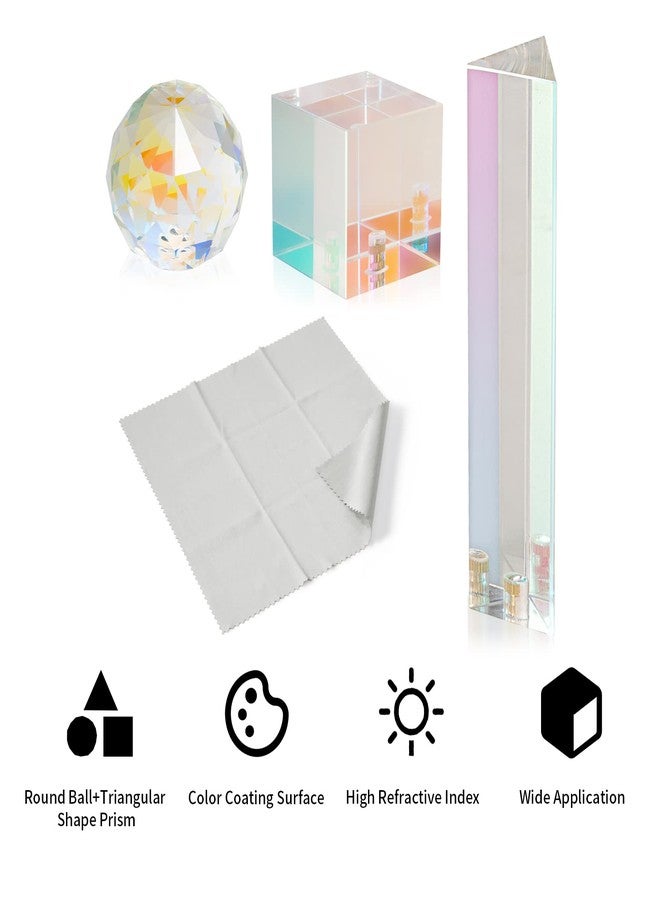 Meking Optical Prism Set, Triangular Prism Crystal Glass Cube for Teaching Light Spectrum Physics, Lens Photography Studio Shooting - Image 4