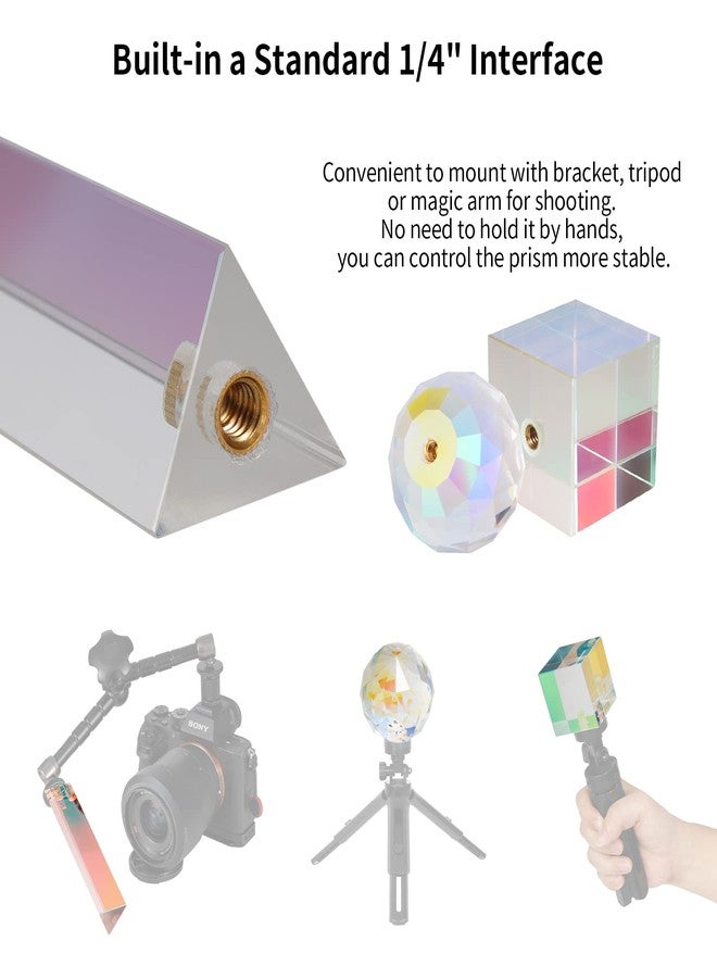 Meking Optical Prism Set, Triangular Prism Crystal Glass Cube for Teaching Light Spectrum Physics, Lens Photography Studio Shooting - Image 5