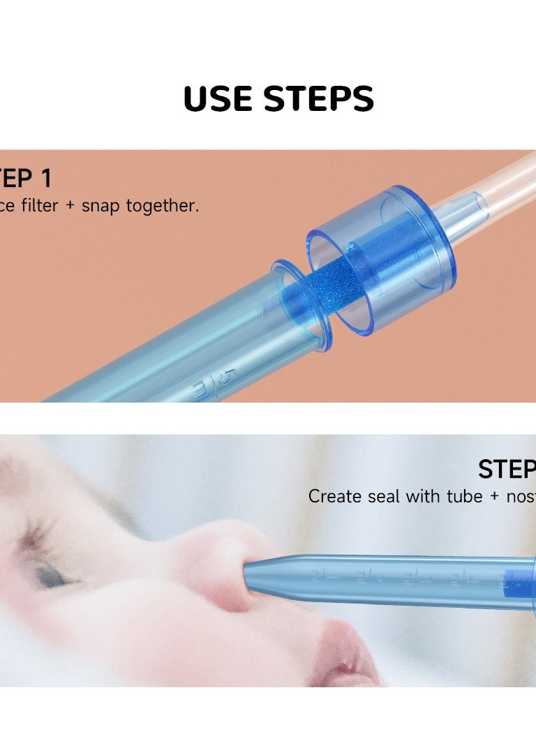 Generic - Nasal Aspirator For Infant Babies With 24 Replacement Filters | 100% Safe Clean Snot Sucker Baby Nose Cleaner For Toddlers 0 To 2 Years Blue - Image 1