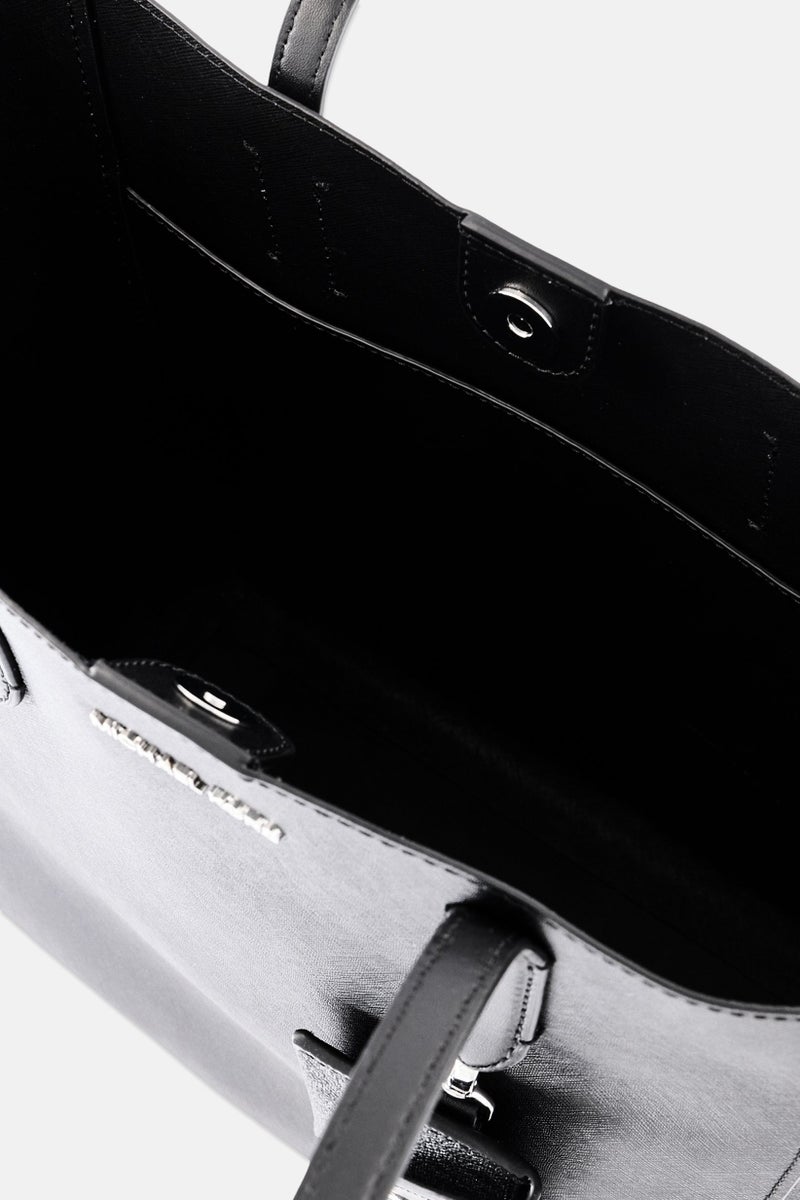 Michael Kors حقيبة توت بشعار هاردوير للنساء مع بطاقة مرفقة، سوداء - Image 4