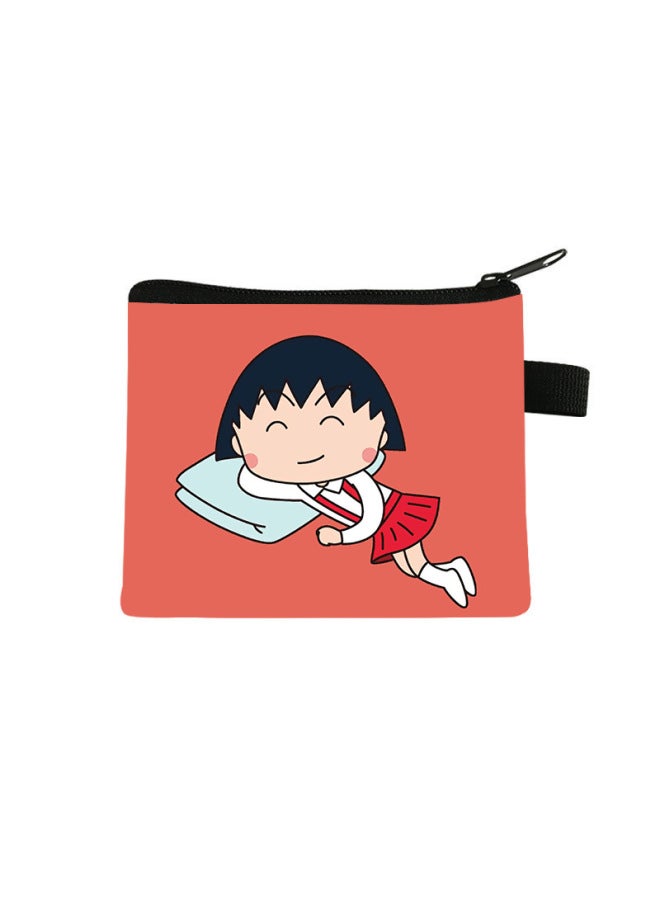 Chibi Maruko-chan Coin Purse Kidsren's Large-capacity Key Card Holder Polyester Cartoon Portable Small Wallet Bag