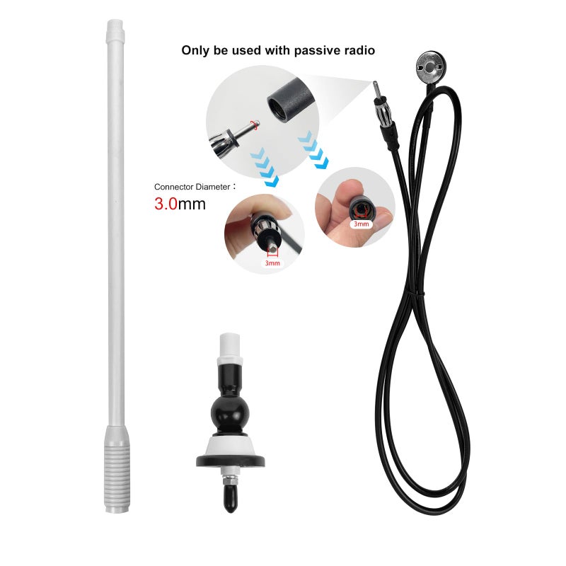 Herdio Waterproof Marine Radio Antenna Rubber Duck Dipole Flexible Mast FM AM Antenna for Boat Car ATV UTV RZR SPA - Image 2