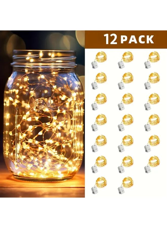 أضواء الجنيات LED 10 لمبة باللون الأبيض الدافئ بطول 2 قدم، تعمل بالبطارية لتزيين الكريسماس والهدايا والحفلات - Image 1