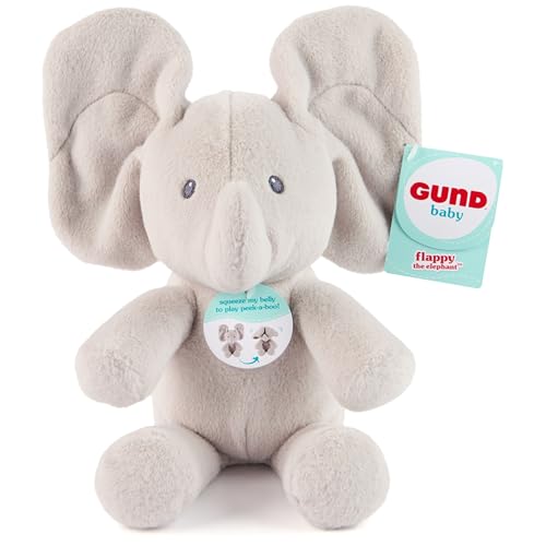 GUND Baby PeekaBoo Flappy Elephant Plush Elephant Stuffed Animal Baby Toy for Ages 0 and Up Gray 7 Batteries Not Required - Image 1