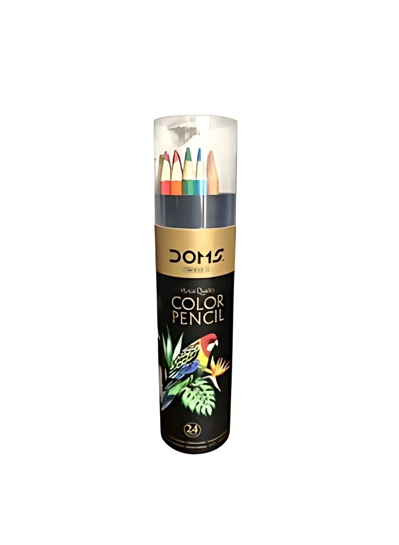 Generic Doms 24 Colors Long Pencils - Stylish Cartoon Jar Design + (Built-in Sharpener) Special for Kids and Creatives  - Image 3