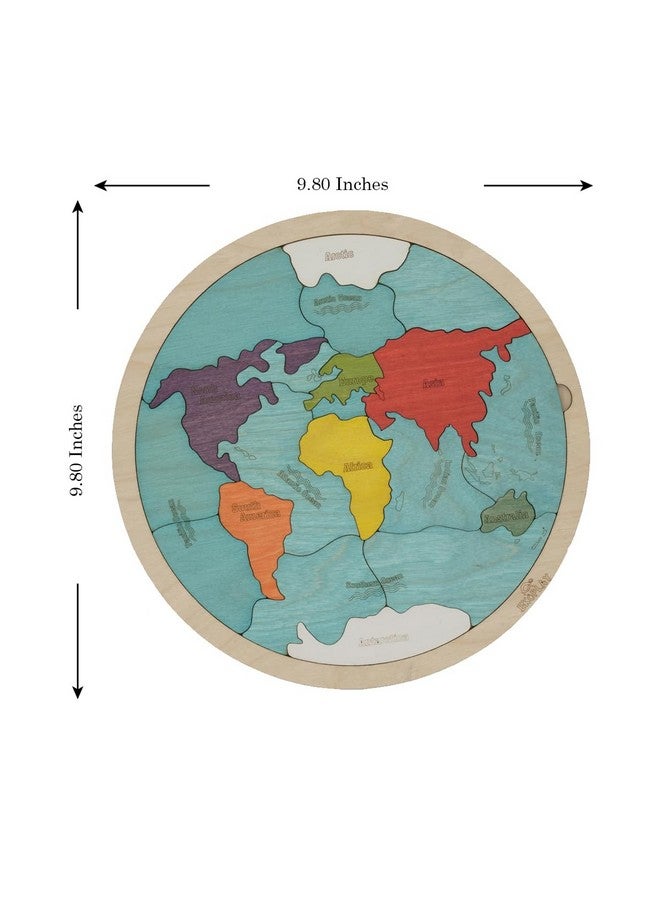 Ekoplay 7 Continents & 5 Oceans Of The Earth Wooden Jigsaw Puzzle For Kids | 21 Puzzle Pieces | Learning & Educational Toy Gift For Boys & Girls Ages 3 Years And Above