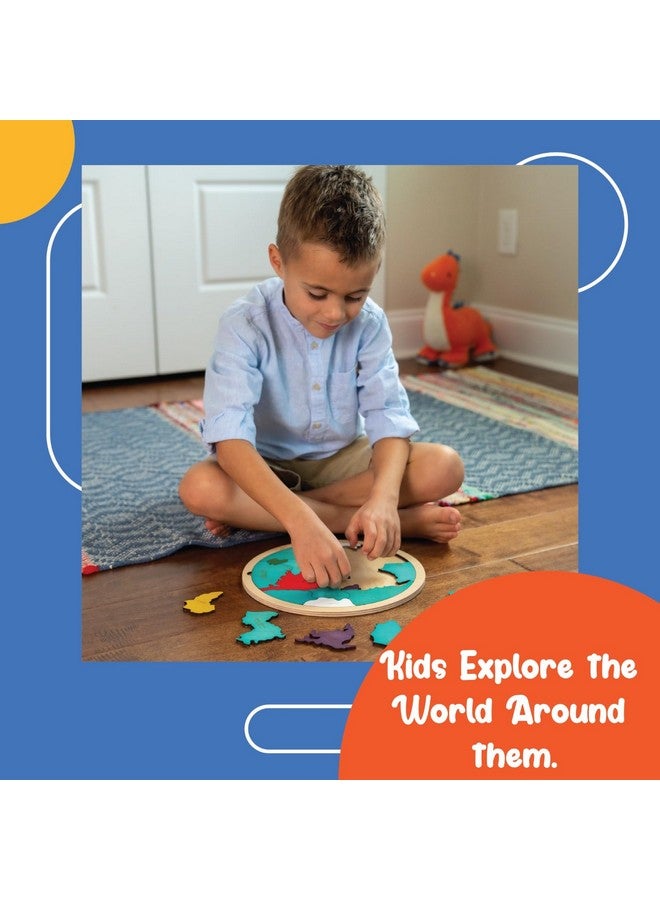 Ekoplay 7 Continents & 5 Oceans Of The Earth Wooden Jigsaw Puzzle For Kids | 21 Puzzle Pieces | Learning & Educational Toy Gift For Boys & Girls Ages 3 Years And Above
