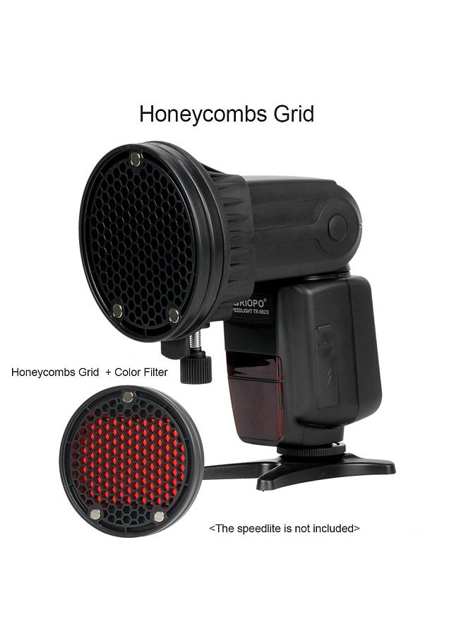 TRIOPO - Speedlite Flash Light Modifier Accessories Kit with Magnetic Universal Mount Adapter + Diffuser Ball + Honeycombs Grid Reflector + 4pcs Color Gel Filters - Image 1