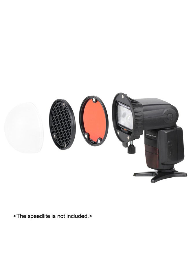 TRIOPO - Speedlite Flash Light Modifier Accessories Kit with Magnetic Universal Mount Adapter + Diffuser Ball + Honeycombs Grid Reflector + 4pcs Color Gel Filters - Image 1