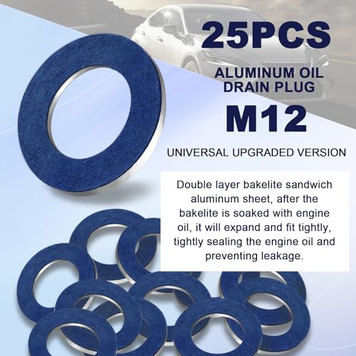 DCWecher 25-PCS 90430-12031 M12 Oil Drain Plug Gasket Washer Crush Seal - Premium Aluminum Crush Washer, Replaces OEM 90430-12031 for Toyota/Lexus/Scion Oil Pan Drain Plug Gasket - Image 2