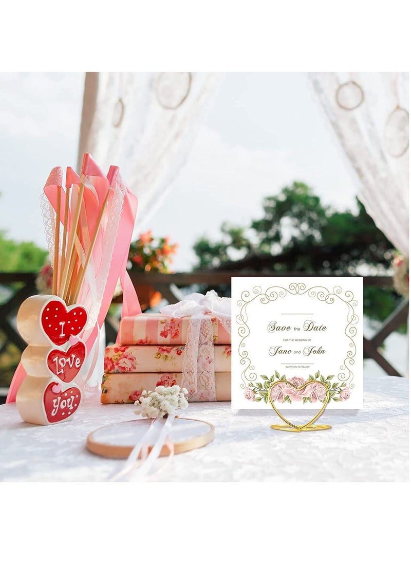 SYOSI Table Number Holder Heart Shaped Position Card Holder Steel Table Number Holder Wedding Seating Label Holder for Wedding Graduation Photo Memo Birthday Bridal Party - Image 4